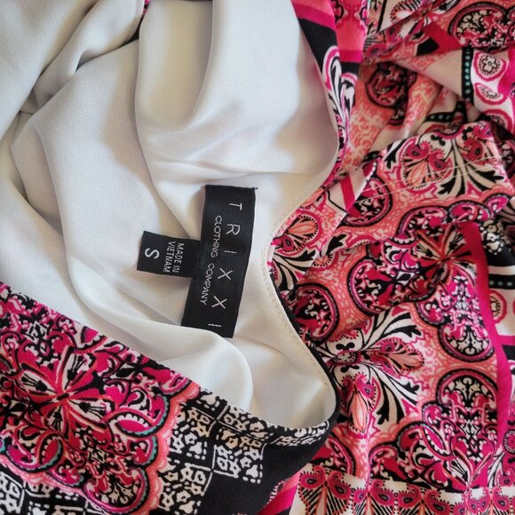 Trixxi Womens Halter Maxi Dress Patchwork Print Black/Pink/White S NWT - Picture 6 of 6